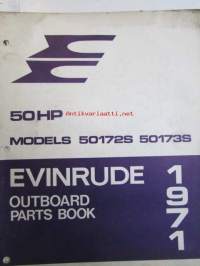 Evinrude 1971 Parts book 50 HP, katso tarkemmat mallimerkinnät kuvista.