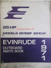Evinrude 1971 Parts book 25 HP, katso tarkemmat mallimerkinnät kuvista.
