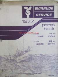 Evinrude Service 1977 Parts book 175 HP / 200 HP, katso tarkemmat mallimerkinnät kuvista.