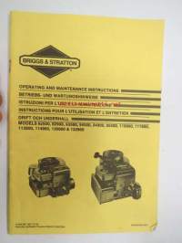 Briggs & Stratton Operating and maintenance Instructions for Models 92500, 92900, 93500, 94500, 95500, 110900, 111900, 113900, 114900, 130900 & 132900