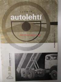 Suomen Autolehti 1961 nr 4, sis. mm. seur. artikkelit / kuvat / mainokset; Kannessa Kuormakone Oy 17.500 nummi-kippi, Levacar-pintaliitäjä Bilia:n vetonumerona,