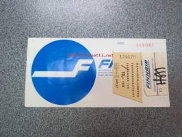 Finnair matkalippuvihko + Baggage Identification Tag + Matkustajamaksukuitti 10,00 mk nr 174470