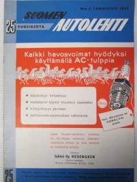 Suomen Autolehti 1957 nr 1 tammikuu, sis. mm. seur. artikkelit / kuvat / mainokset; Vendelin & Knuutila 30-vuotias, katso sisältö kuvista tarkemmin.