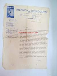 Tanssikoulu Åke Blomqvist, Helsinki 28.12.1958, Blomqvistin yksityiskirje naishenkilölle Lontooseen, allekirjoitus 