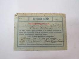 Paavo Laitinen, Nurmelan Raittiusyhdistys - Raittiuden Ystävät, jäsenkortti, 1.11.1925