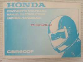 Honda CBR600F owner´s manual -omistajan käsikirja
