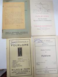Folklore - 4 kpl antikvariaattien luetteloloita ko. aihepiiristä 1927-1932 - Wiolhelm Rahn, Theodor Ackermann, Hahn & Seifart, Swets & Zeitlinger -old book catalogs