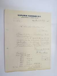 Viipurin Kangas Oy, 22.12.1925, Viipuri -asiakirja / business document