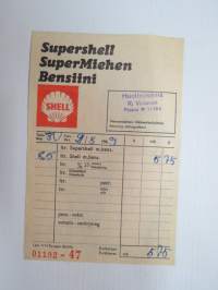 Shell Supershell, SuperMiehen Bensiini / Huoltoasema R. Virtanen - Forssa, 9.8.1969 -huoltoasemakuitti -gas station receipt
