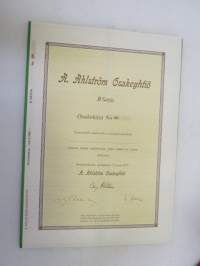 A. Ahlström Osakeyhtiö, Noormarkku 1972, B-sarja BK 10 osaketta á 500 mk = 5 000 mk -osakekirja -share certificate