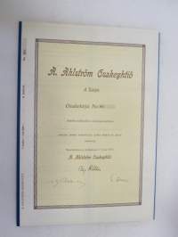 A. Ahlström Osakeyhtiö, Noormarkku 1972, A-sarja AU 1 osake á 500 mk = 500 mk -osakekirja -share certificate