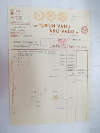 Oy Turun Vanu - Åbo VAdd Ab, Turku, 11.11.1952 -asiakirja / business document