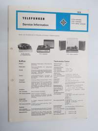 Telefunken Service Information S 110 automatic, V 511 automatic, V 511 stereo automatic -huolto-ohjeet, piirikaavio, ym.