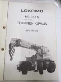 Lokomo MS 333 N autonosturi tekninen kuvaus (nr 140162) -mobile crane technical features, in finnish