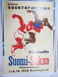 Suomi-Saksa yleisurheilumaaottelu 1940 Stadionilla - Sodan lehdet dokumentti 14 -juliste, uustuotantoa / poster, reprint