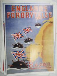 Englands förbrytelse 8 April - Sodan lehdet dokumentti 10 -juliste, uustuotantoa / poster, reprint