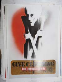 Give clothing for liberated jewry - Sodan lehdet dokumentti 49 -juliste, uustuotantoa / poster, reprint