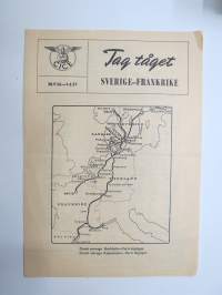 Sverige - Frankrike / Tag tåget, 30.9.1956-1.6.1957 -tidtabell / rautateiden aikataulu / train timetable