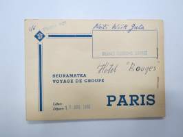 Seuramatka - Vouage de Groupe - Paris 13.8.1961 -lippukotelo rautatielippuineen / railway tickets