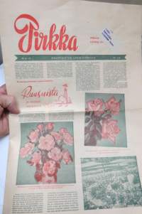 Pirkka 1954 nr 10 -K-Kaupan asiakaslehti, Ruusuista ja niiden hoidosta, Siro-liesi, Neljän M:n Mysteerio (Italia), Kevätkesän muotia, mainoksia, ym.