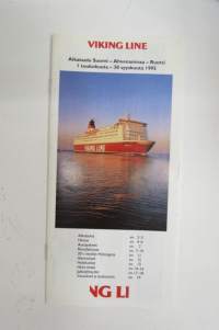 Vikinglinja (Viking Line) aikataulu & hinnat 1.5-30.9.1995 -shipowner´s timetable for the ferry traffic between Finland and Sweden