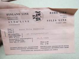 Finland Line - Svea Line - Bore Line - Silja Line -matkalippukanta 27.4.1964