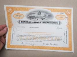 General Motors Corporation 100 shares, 1969, Mrs Carolyn M. Bundies, share certificate -osakekirja