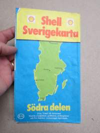 Shell Sverige 1976 Södra delen -tiekartta / road map