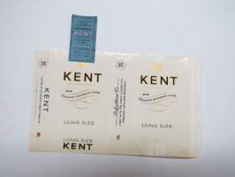 Kent -savukepakkauksen käärepaperi avattuna