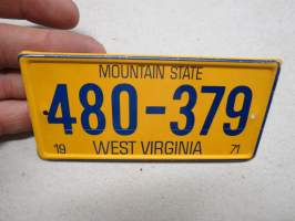 West Virginia 480-379 1971 -rekisterikyltti, keräilykyltti