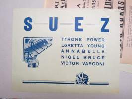 Suez, pääosissa Tyrone Power, Loretta Young, Annabella, Nigel Bruce, Victor Varconi -elokuvajuliste / movie poster