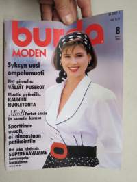 Burda 1989 nr 8 muotilehti -mukana kaava-arkki + työselostus suomeksi -fashion magazine