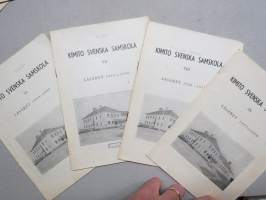 Kimito Svenska Samskola VI-IX läseåren 1954-55, 1955-56, 1956-57, 1957-58 -årsberättelser 4 st