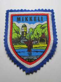 Mikkeli -kangasmerkki / matkailumerkki / hihamerkki / badge -pohjaväri sininen