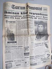 Turun Sanomat 1961, 13.4.1961, Juri Gagarin - Ihminen kävi avaruudessa, Adolf Eichmann oikeudessa, Huovinrinnettä rakennetaan, ym.