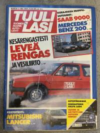 Tuulilasi 1985 nr 5 - Koeajossa huippu-uutuudet: Saab 9000, Mercedes Benz 200, Kesärengastesti: Leveä rengas ja vesiliirto, ym.