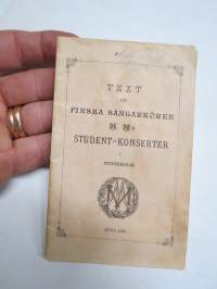 Text till Finska Sångarkören MM´s (Muntra Musikanter) Student-Konserter i Stockholm 1886