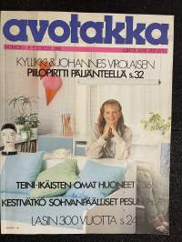 Avotakka 1981 nr 8 - Kyllikki & Johannes Virolaisen piilopirtti Päijänteellä, Teini-ikäisten omat huoneet, Kestävätkö sohvanpäälliset pesun?, ym.