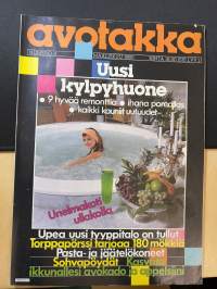 Avotakka 1985 nr 3, Ensimmäinen Mansio-talo, Helsingin taivaan alla - Tarkk ´ampujankatu 13,  Uusi kylpyhuone, Avarte Experiment mainos -katso sisällysluettelo.