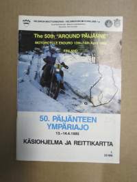 50. Päijänteen Ympäriajo 13-14.4.1985 -rallikisa / moottoriurheilukilpailu, käsiohjelma / lähtöluettelo