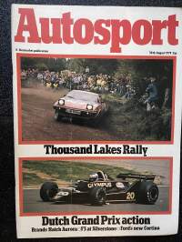 Autosport - Lehti 1979 nr 8 - Thousand Lakes Rally, Dutch Grand Prix action, Brands Hatch Aurora, F3 at Silverstone, Ford's new Cortina, ym.