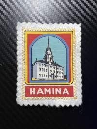 Hamina -kangasmerkki / matkailumerkki / hihamerkki / badge -pohjaväri valkoinen