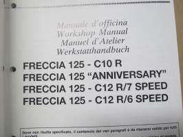 Cagiva Freccia 125-C10R, 125 Anniversary, 125-C12 R/7 Speed, 125-C12 R/6 Speed Workshop Manual, monikielinen korjaamo-ohjekirja