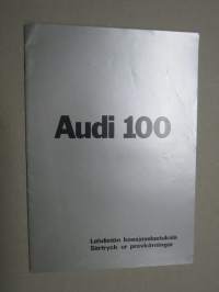 Audi 100 Koeajoselostuksia nr 1 Tuulilasi ym. 1969 -myyntiesite