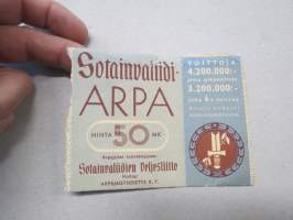 Suomen Sotainvaliidiarpa 1944 - Finlands Krigsinvalidlott, arvonta 29.4.1944, nr 037781 -lottery ticket