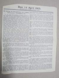 Den 14. April 1905 -sortokauden aikainen Tukholmassa julkaistu lehtinen