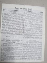 Den 28. Maj 1905 -sortokauden aikainen Tukholmassa julkaistu lehtinen