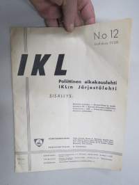 IKL 1938 nr 12 - IKL Järjestölehti, Isänmaallisen Kansanliikkeen poliittinen aikakuslehti, isänmaallinen ja oikeistolainen julkaisu