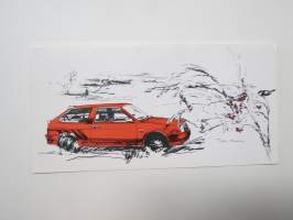 Loimaan Konela-Auto -joulukortti, kuvassa Lada Samara