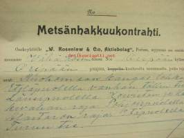 Metsänhakkuukontrahti Vähä-Kössin tila, Oripää / W. Rosenlew & Co, 20.9.1922
